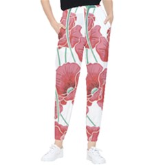 Red Poppy Flowers Tapered Pants by goljakoff