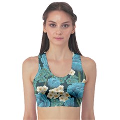 Blue Flowers Sports Bra by goljakoff