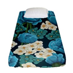 Blue Flowers Fitted Sheet (single Size) by goljakoff