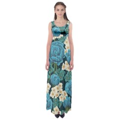 Blue Flowers Empire Waist Maxi Dress by goljakoff