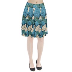 Blue Flowers Pleated Skirt by goljakoff