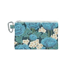 Blue Flowers Canvas Cosmetic Bag (small) by goljakoff