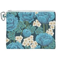 Blue Flowers Canvas Cosmetic Bag (xxl) by goljakoff