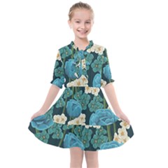 Blue Flowers Kids  All Frills Chiffon Dress by goljakoff