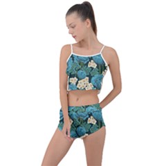 Blue Flowers Summer Cropped Co-ord Set by goljakoff