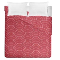 Red Sashiko Ornament Duvet Cover Double Side (queen Size) by goljakoff