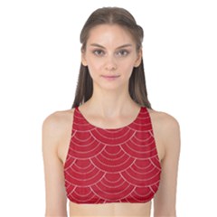 Red Sashiko Ornament Tank Bikini Top by goljakoff