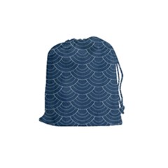 Blue Sashiko Plaid Drawstring Pouch (medium) by goljakoff