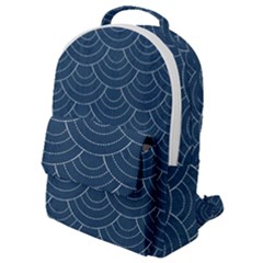 Blue Sashiko Plaid Flap Pocket Backpack (small) by goljakoff