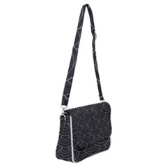 Black Sashiko Pattern Shoulder Bag With Back Zipper by goljakoff
