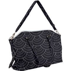 Black Sashiko Pattern Canvas Crossbody Bag