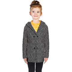 Black Sashiko Pattern Kids  Double Breasted Button Coat by goljakoff