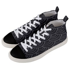 Black Sashiko Pattern Men s Mid-top Canvas Sneakers by goljakoff