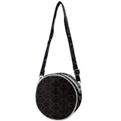 Black Sashiko Pattern Crossbody Circle Bag by goljakoff