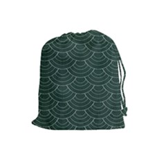 Green Sashiko Pattern Drawstring Pouch (large) by goljakoff