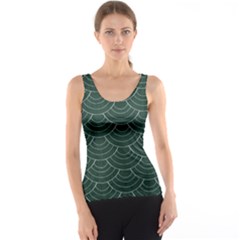 Green Sashiko Pattern Tank Top by goljakoff