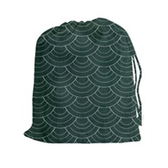 Green Sashiko Pattern Drawstring Pouch (2xl) by goljakoff