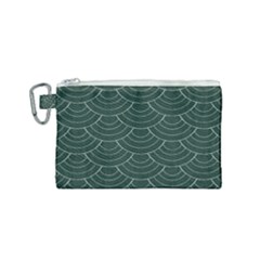 Green Sashiko Pattern Canvas Cosmetic Bag (small) by goljakoff