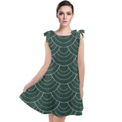 Green Sashiko Pattern Tie Up Tunic Dress by goljakoff