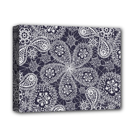 Flowers Mandala Ornament Deluxe Canvas 14  X 11  (stretched)