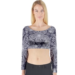 Flowers Mandala Ornament Long Sleeve Crop Top by goljakoff