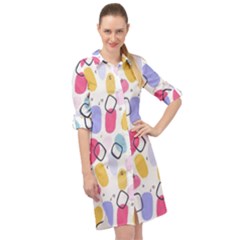 Watercolor Circles  Abstract Watercolor Long Sleeve Mini Shirt Dress by SychEva
