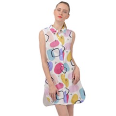 Watercolor Circles  Abstract Watercolor Sleeveless Shirt Dress by SychEva