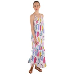 Watercolor Circles  Abstract Watercolor Cami Maxi Ruffle Chiffon Dress by SychEva