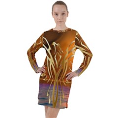 Pheonix Rising Long Sleeve Hoodie Dress by icarusismartdesigns