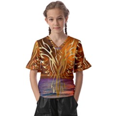 Pheonix Rising V-neck Horn Sleeve Blouse by icarusismartdesigns