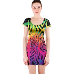 Abstract Jungle Short Sleeve Bodycon Dress by icarusismartdesigns