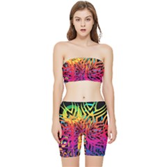 Abstract Jungle Stretch Shorts And Tube Top Set