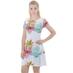 Floral Nature Cap Sleeve Velour Dress 