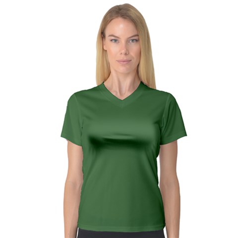 Basil Green V-neck Sport Mesh Tee by FabChoice