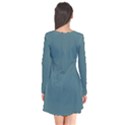 Beetle Green Long Sleeve V-neck Flare Dress View2