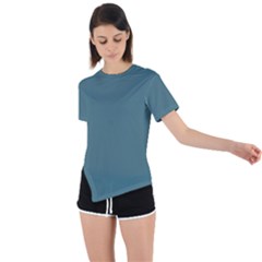 Beetle Green Asymmetrical Short Sleeve Sports Tee by FabChoice