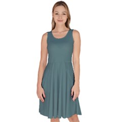 Beetle Green Knee Length Skater Dress With Pockets by FabChoice