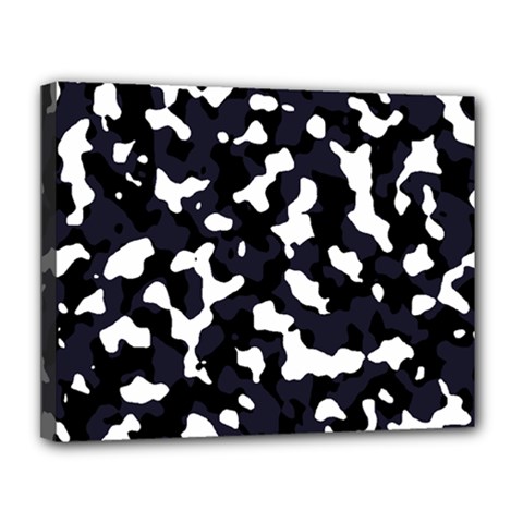 Camouflage Bleu Canvas 14  X 11  (stretched) by kcreatif