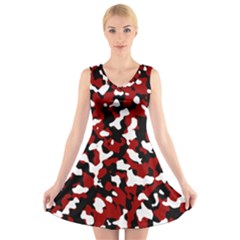 Camouflage Rouge V-neck Sleeveless Dress by kcreatif