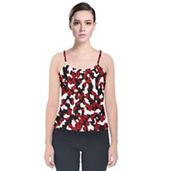 Camouflage Rouge Velvet Spaghetti Strap Top