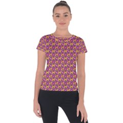 Geometric Groovy Pattern Short Sleeve Sports Top  by designsbymallika