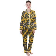 Camouflage Jaune/vert  Satin Long Sleeve Pajamas Set by kcreatif