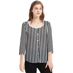 Bande noir/blanc  Chiffon Quarter Sleeve Blouse