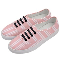 Bandes Blanc/rose Clair Women s Classic Low Top Sneakers by kcreatif