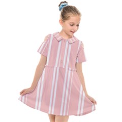 Bandes Blanc/rose Clair Kids  Short Sleeve Shirt Dress