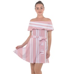 Bandes Blanc/rose Clair Off Shoulder Velour Dress by kcreatif