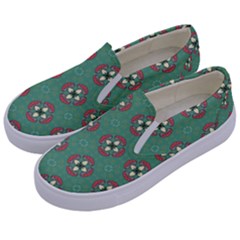 Mushrooms In The Meadow  Kids  Canvas Slip Ons by SychEva