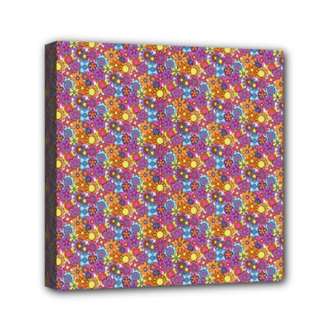 Groovy Floral Pattern Mini Canvas 6  x 6  (Stretched)