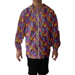 Groovy Floral Pattern Kids  Hooded Windbreaker