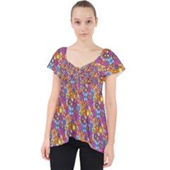 Groovy Floral Pattern Lace Front Dolly Top